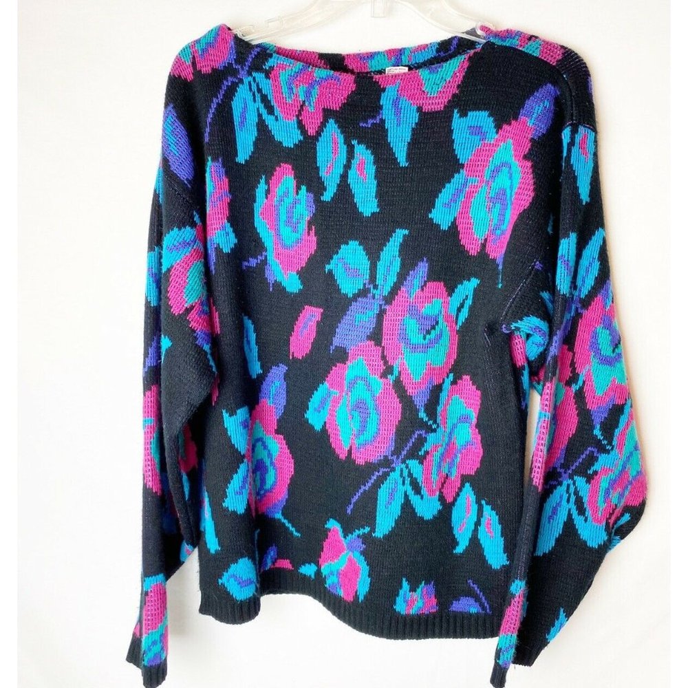 Country Craft Vintage Floral Bright Sweater M/L